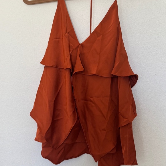 Ramy Brook Brittany Tiered T Back Sleeveless Women's Top Burnt Orange XS - Picture 2 of 4